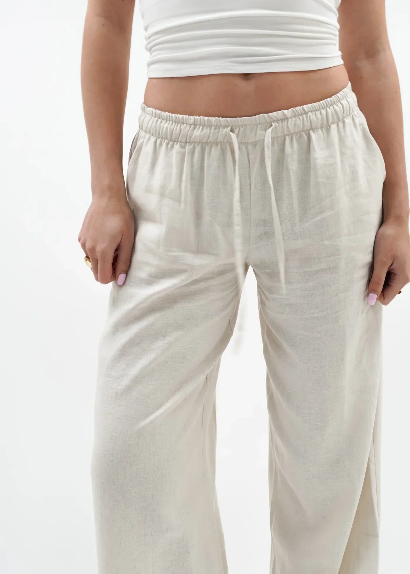 "Hannah" Leinenhose Beige