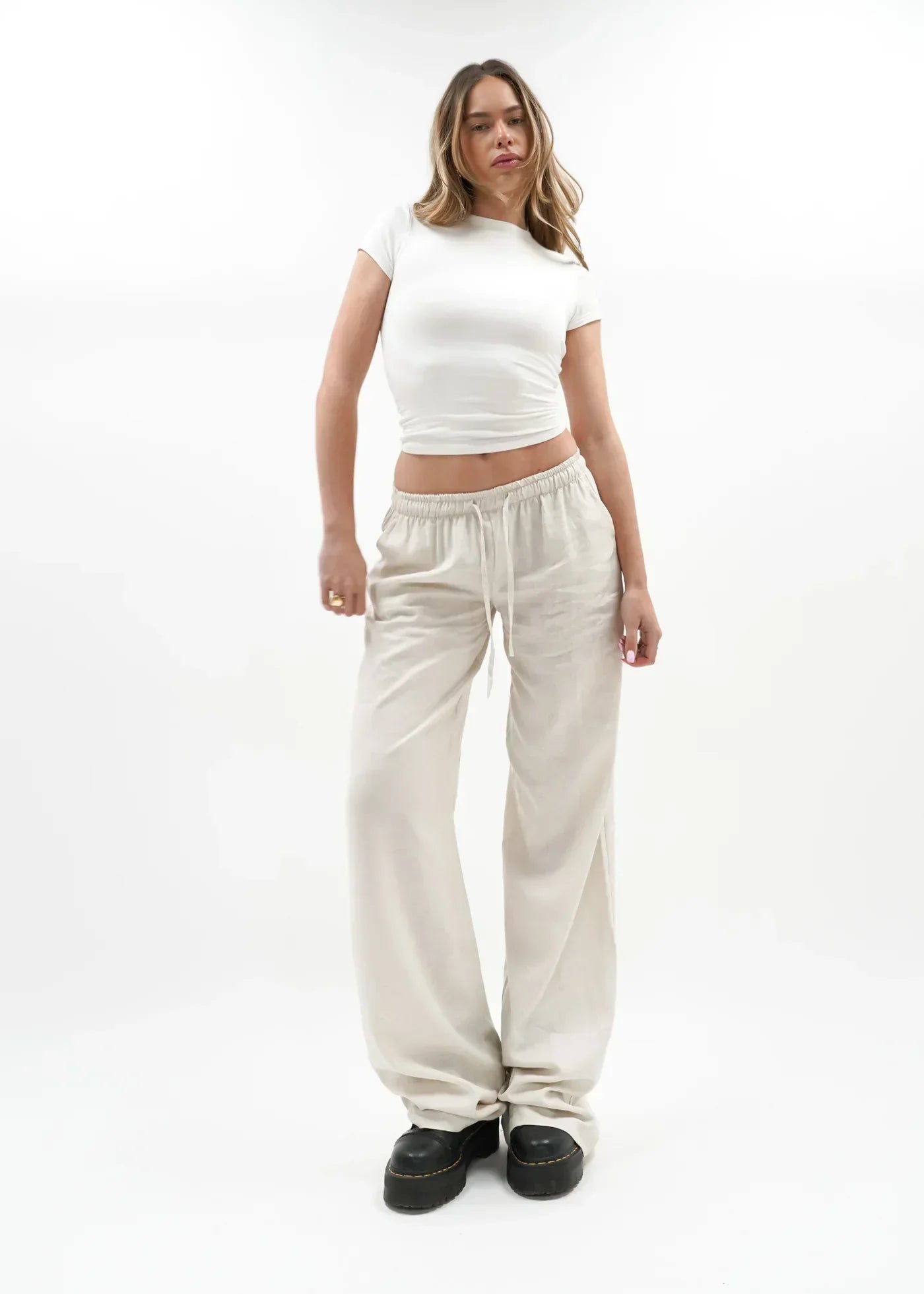 "Hannah" Leinenhose Beige